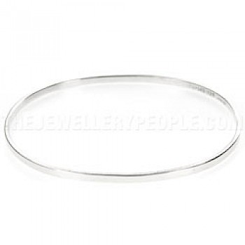 Square Edged Oval Silver Bangle - 2.5mm Solid