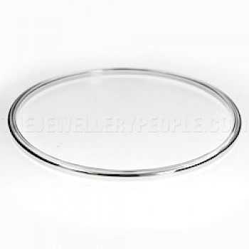 Square Edged Round Silver Bangle - 2mm Solid