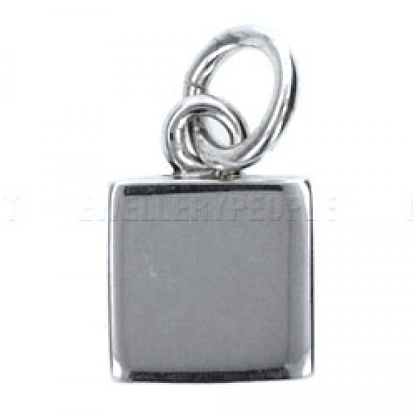 Square Engravable Silver Charm - 10mm