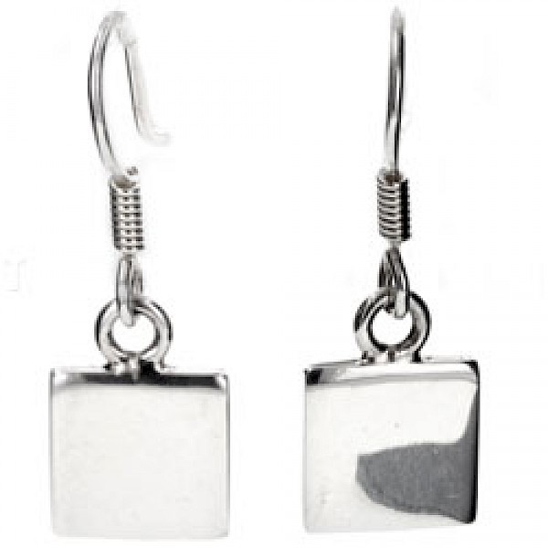 Square Silver Earrings - 11mm Wide