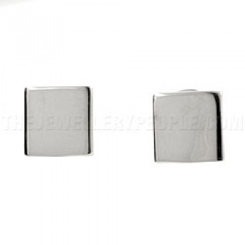 Square Silver Stud Earrings - 11mm Wide