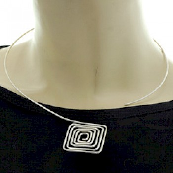 Square Spiral Silver Collar