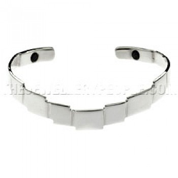 Square Wave Magnetic Silver Bangle