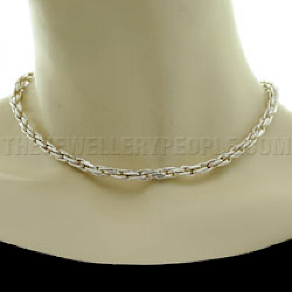 Squared Interlinked Silver Necklace - 5mm Wide