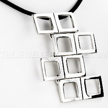 Squares Silver Pendant -35mm Long - PT086