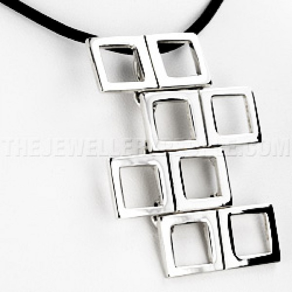 Squares Silver Pendant -35mm Long - PT086