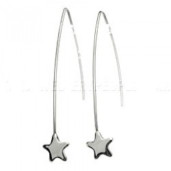 Star Drop Silver Earrings - 60mm Long