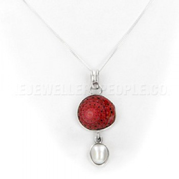 Strawberry Shell & Pearl Silver Pendant - SL124