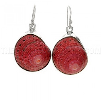 Strawberry Shell & Silver Earrings