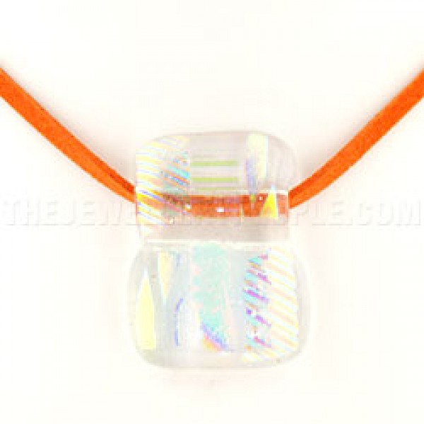 Striped Rainbow Clear Dichroic Glass Pillow Pendant - DC136