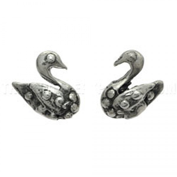 Swan Silver Stud Earrings - 11mm
