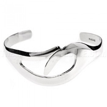 Swoop Cut Out Open Silver Bangle - 25mm Wide