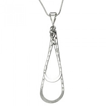 Teardrops Hammered Silver Pendant - PT439