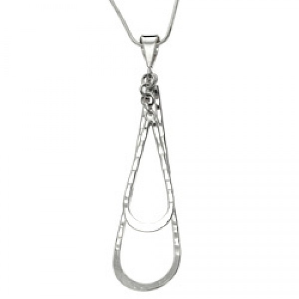 Teardrops Hammered Silver Pendant - PT439
