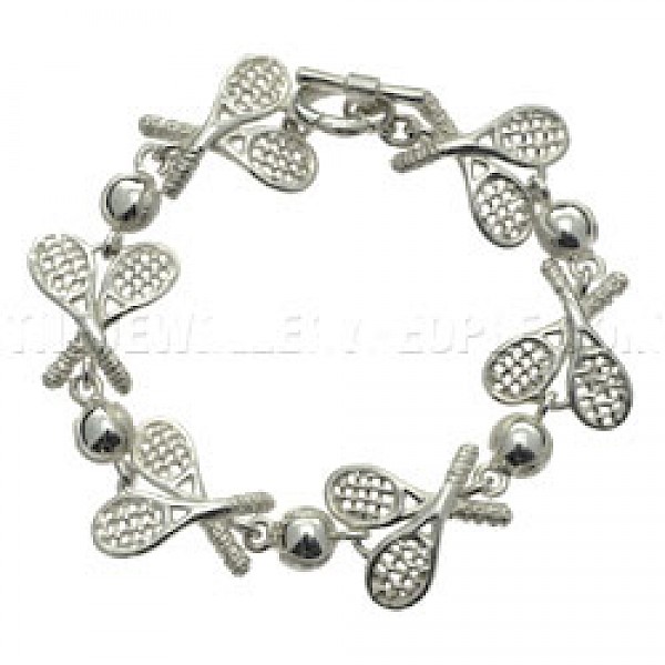 Tennis Raquets Silver Bracelet - ST026