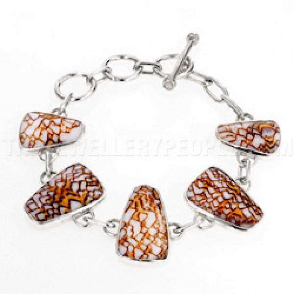 Textile Cone Shell & Silver Bracelet - SL061
