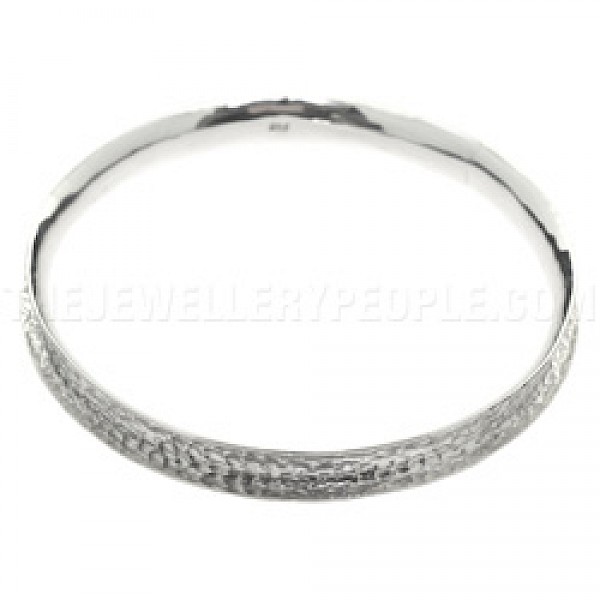 Textured Concave Silver Bangle