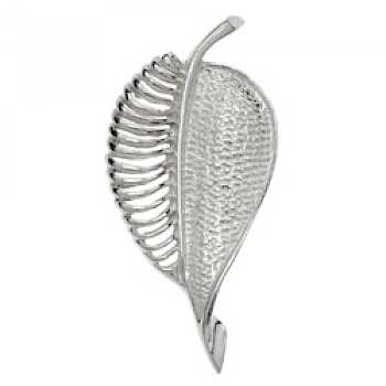Textured Cut-Out Silver Leaf Brooch