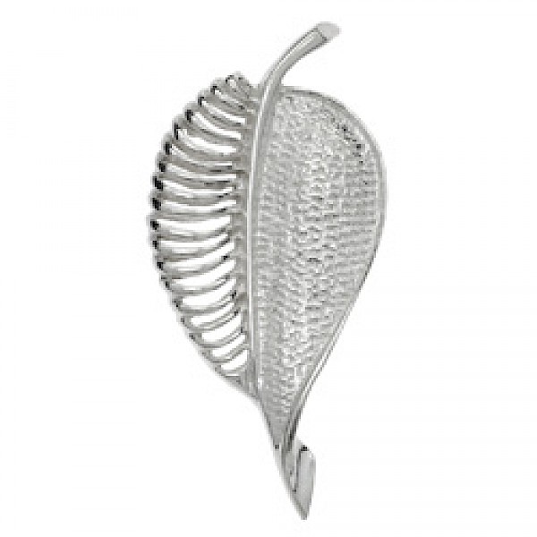 Textured Cut-Out Silver Leaf Brooch