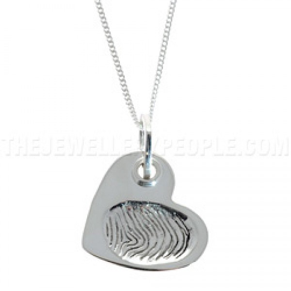 Thumbprint Heart Silver Pendant - PT236