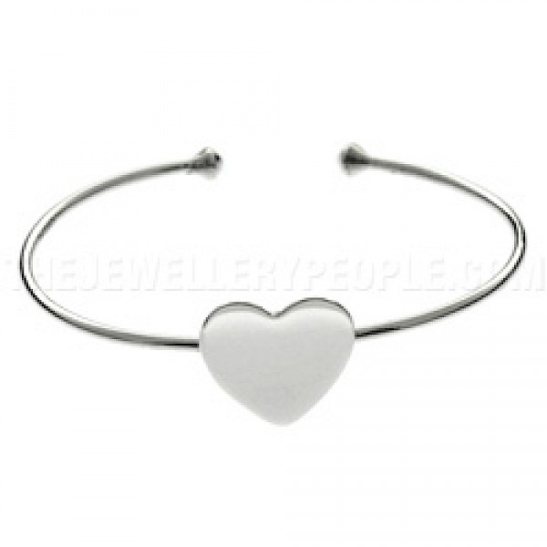 Tiny Heart Open Silver Baby Bangle - BY065