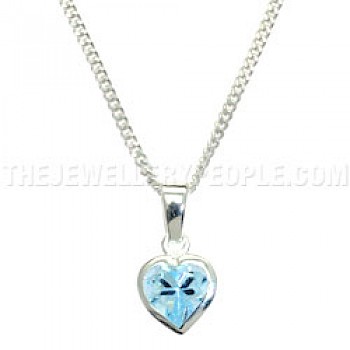 Topaz & Silver Heart Pendant - L7828/B