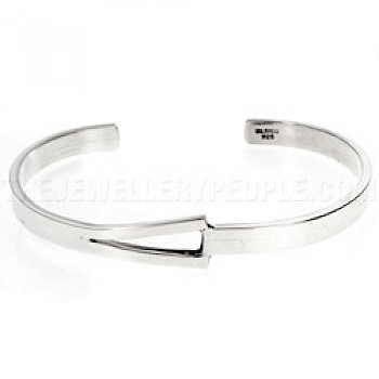 Triangle Cut Out Open Silver Bangle - 5mm Solid