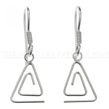 Triangle Spiral Silver Earrings - 25mm Long