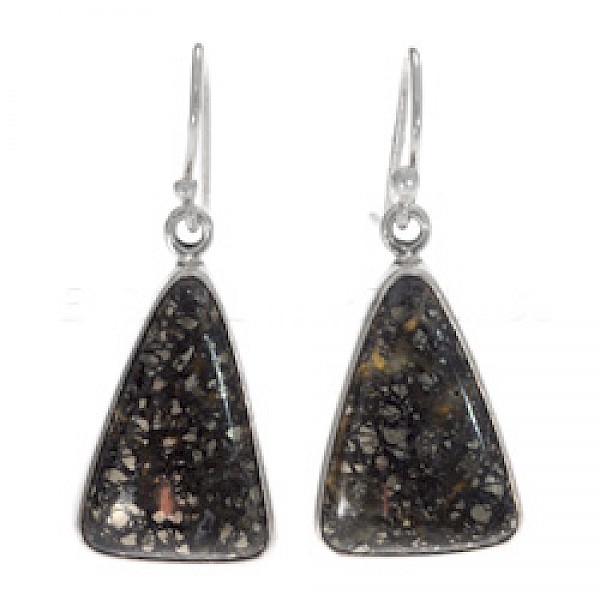 Triangular Pyrite & Silver Earrings