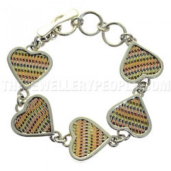 Tricolour Heart Silver Bracelet