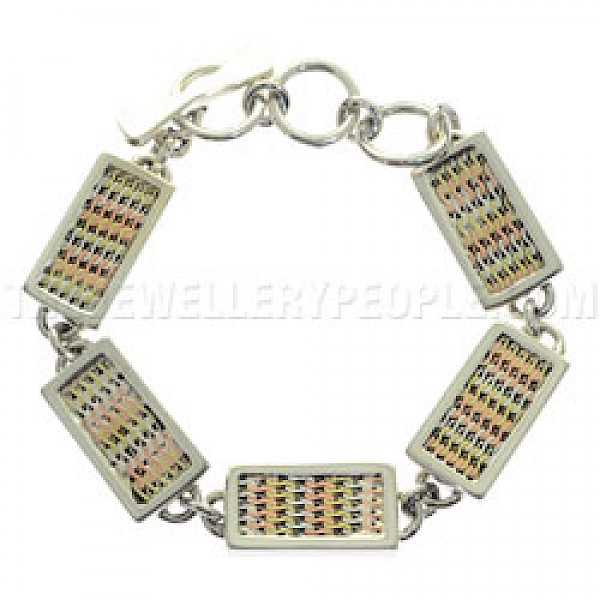 Tricolour Rectangle Silver Bracelet