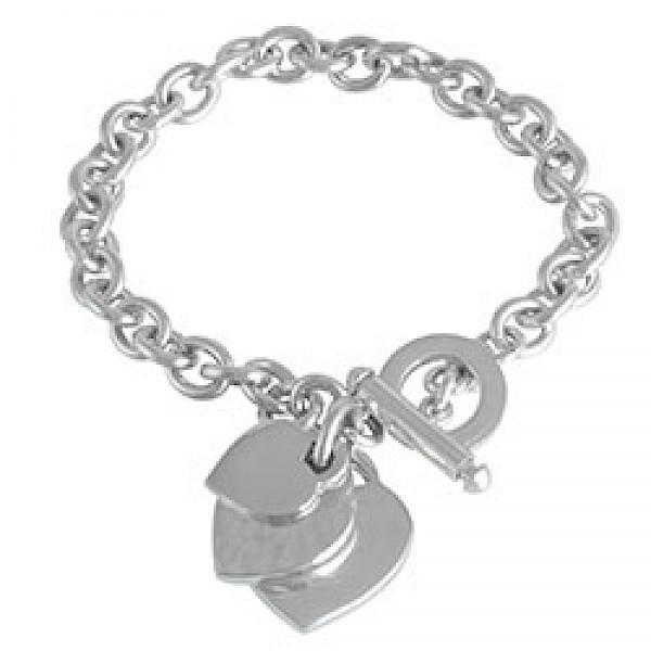 Triple Heart Silver Chain Bracelet