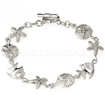 Tropical Shells & Angelfish Silver Bracelet