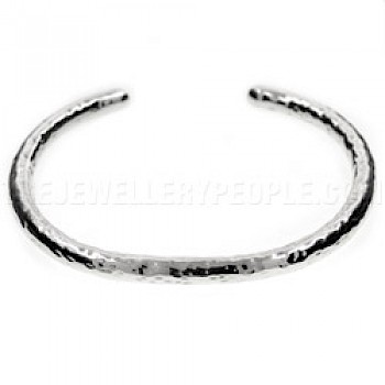 Tubed Hammered Open Silver Bangle - 6mm Wide