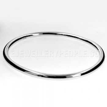 Tubed Oval Silver Bangle - 4mm