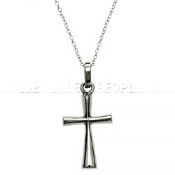 Tubed Polished Silver Cross Pendant - RN045
