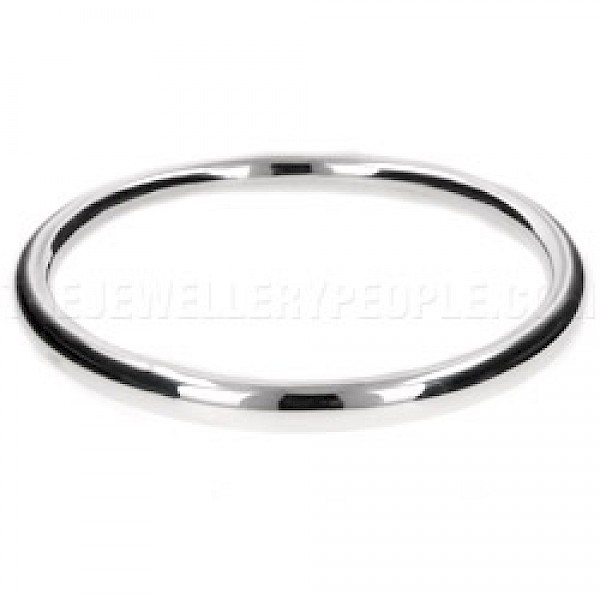 Thick-Tubed Round Silver Bangle - 4mm Wide