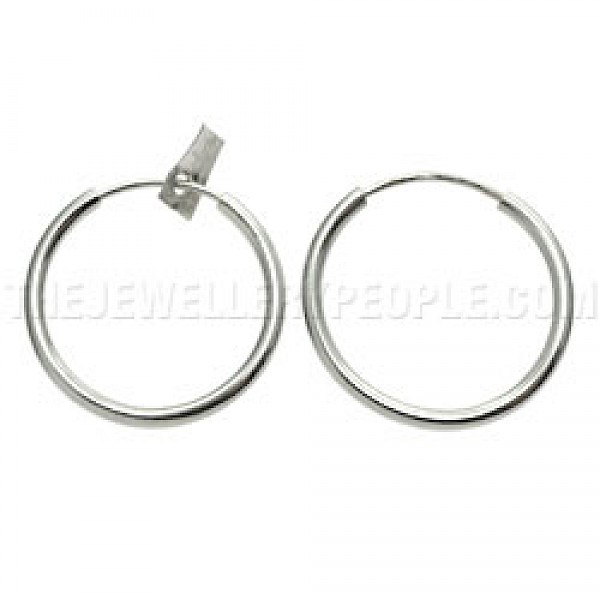 Tubed Silver Hoop Earrings - 22mm