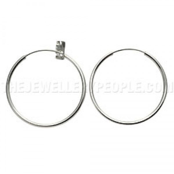 Tubed Silver Hoop Earrings - 30mm