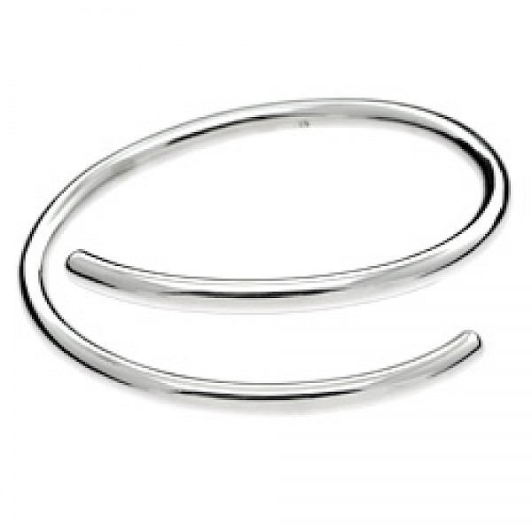 Silver Spiral Bangle - 5mm Thick-Tubed