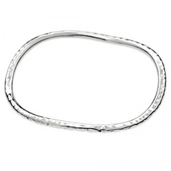 4mm Tubed Soft Wave Hammered Silver Bangle - SB197