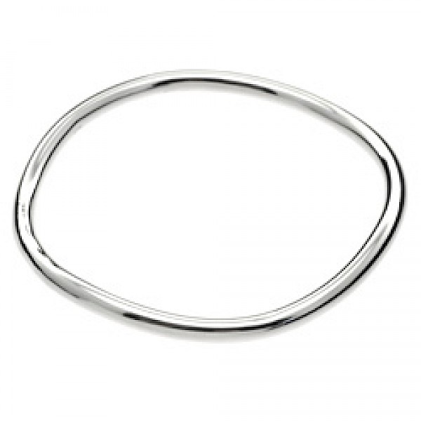 Tubed Soft Wave Polished Silver Bangle - 4mm