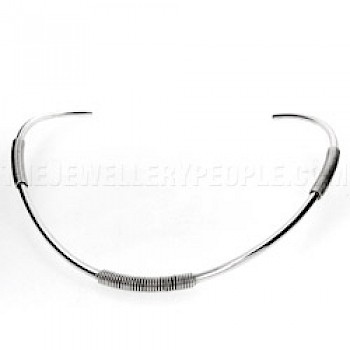 Tubed Wire Wrap Silver Collar - 5mm Wide