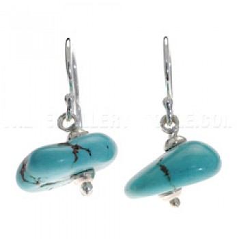 Turquoise Chunk & Silver Earrings