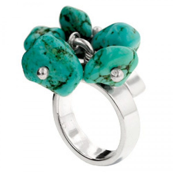 Turquoise Chunks Ring - adjustable