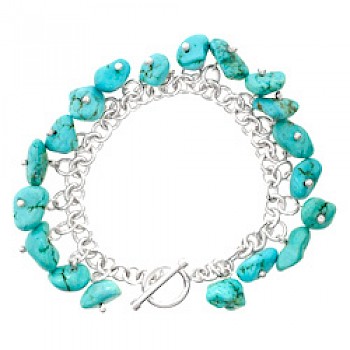 Turquoise Chunks Charm Bracelet