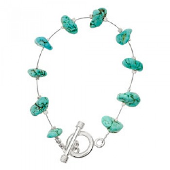 Turquoise Chunks on Wire Bracelet