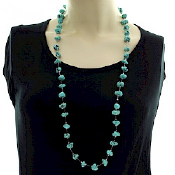 Turquoise T-Bar Wire Necklace - 40" long