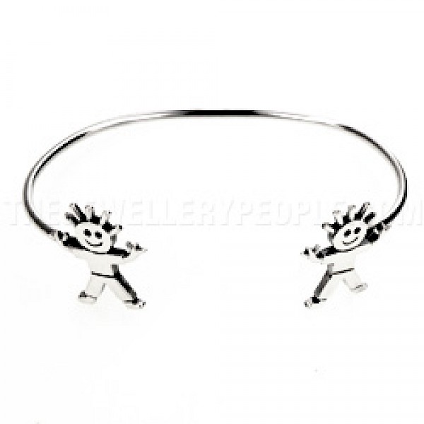 Twins Silver Childs' Bangle - BY054