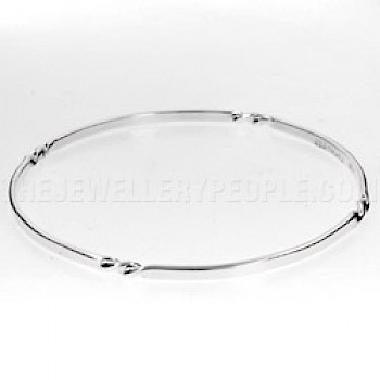 Twist Detail Silver Bangle - 5mm Solid